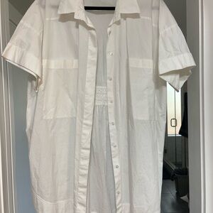 Zara women’s White Oversized Button Down Shirt with Classic Collar